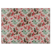 かわいい鳥が付いている背景 カッティングボード (正面)