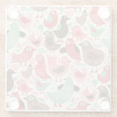 かわいい鳥が付いている背景 ガラスコースター (裏面)