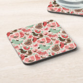 かわいい鳥が付いている背景 コースター (左側)