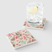 かわいい鳥が付いている背景 ストーンコースター (横)