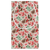 かわいい鳥が付いている背景 スモールペーパーバッグ (裏面)