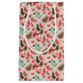 かわいい鳥が付いている背景 スモールペーパーバッグ (正面)