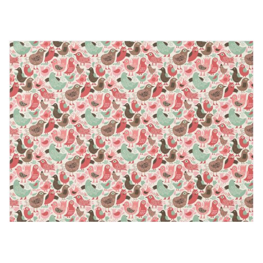 かわいい鳥が付いている背景 テーブルクロス (正面(横))