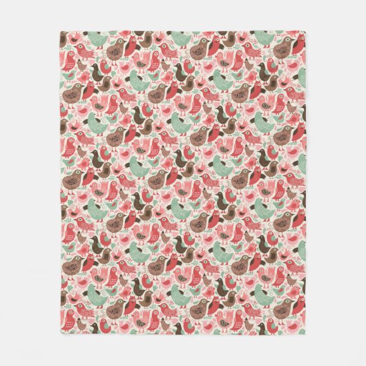 かわいい鳥が付いている背景 フリースブランケット (正面)