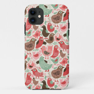 かわいい鳥が付いている背景 iPhone 11 ケース