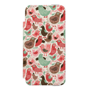 かわいい鳥が付いている背景 iPhone SE/5/5sウォレットケース