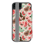 かわいい鳥が付いている背景 INCIPIO iPhoneウォレットケース (フォリオ裏面)