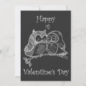 かわいい鳥たちのラブカップル フクロウ ロマンス ラインアート No 2/3 シーズンカード (正面)