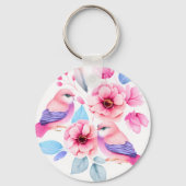 かわいい鳥とかわいらし花 キーホルダー (裏面)