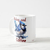 かわいい鳥とコーヒーの陶器 コーヒーマグカップ (正面左)