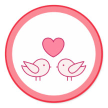 かわいい鳥とハートのラブデザイン