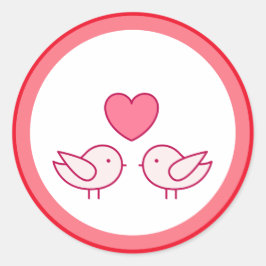 かわいい鳥とハートのラブデザイン ラウンドシール