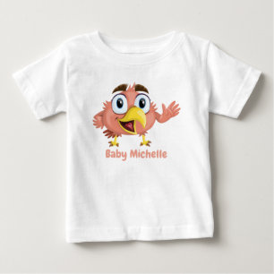 かわいい鳥とパンダのキューブグラフィック ベビーTシャツ