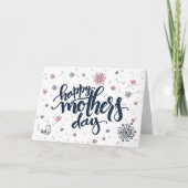 かわいい鳥とピンクの牡丹 | HAPPY MOTHER'S DAY カード (正面)