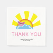 かわいい鳥と太陽の本ベイビーシャワーありがとう スタンダードカクテルナプキン (正面)