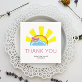 かわいい鳥と太陽の本ベイビーシャワーありがとう スタンダードカクテルナプキン