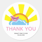 かわいい鳥と太陽の本ベイビーシャワーありがとう ラウンドシール (正面)