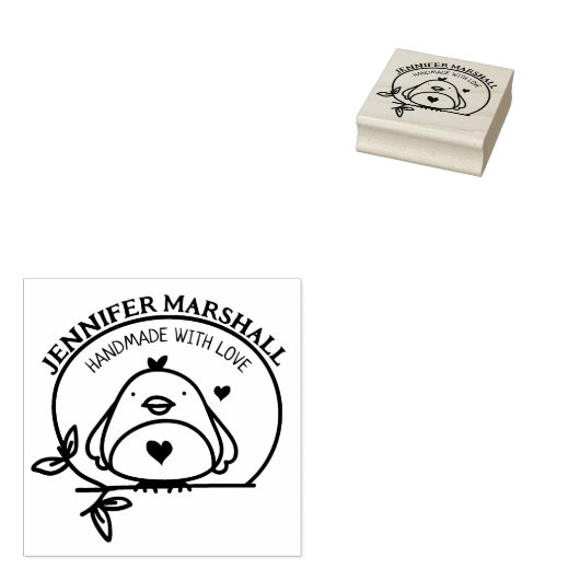 かわいい鳥と愛の手作り(名前をカスタムする) ラバースタンプ (押印)