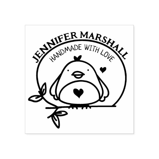 かわいい鳥と愛の手作り(名前をカスタムする) ラバースタンプ (インプリント)