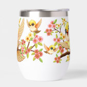 かわいい鳥と春の花 (左面)