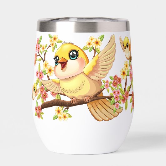 かわいい鳥と春の花 (背面)