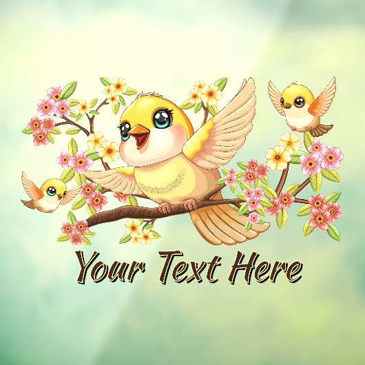 かわいい鳥と春の花 ウィンドウサイン (シート3)