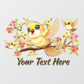 かわいい鳥と春の花 ウィンドウサイン (シート)