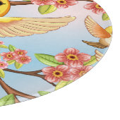 かわいい鳥と春の花 カッティングボード (角)