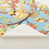 かわいい鳥と春の花 シェルパブランケット (3/4)