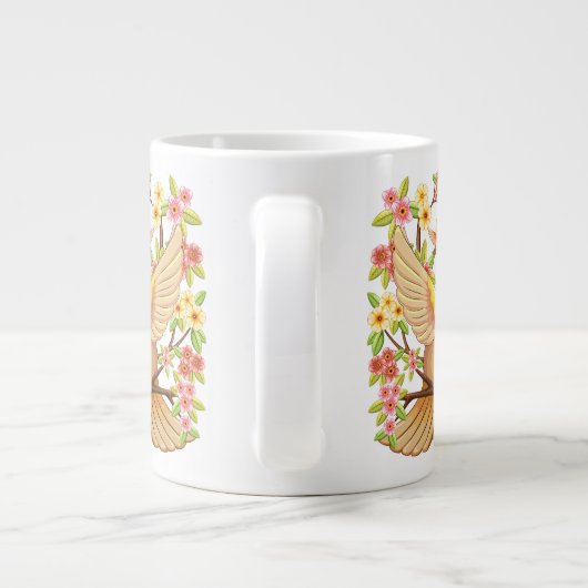 かわいい鳥と春の花 ジャンボコーヒーマグカップ (裏面)