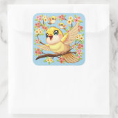 かわいい鳥と春の花 スクエアシール (バッグ)