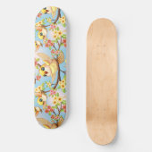 かわいい鳥と春の花 スケートボード (正面)