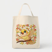 かわいい鳥と春の花 トートバッグ (正面)