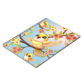 かわいい鳥と春の花 ノートブック (左側)