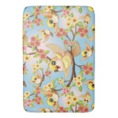 かわいい鳥と春の花 バスマット (正面縦)