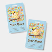 かわいい鳥と春の花 バッジ (正面&裏面)