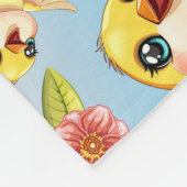 かわいい鳥と春の花 フリースブランケット (角)