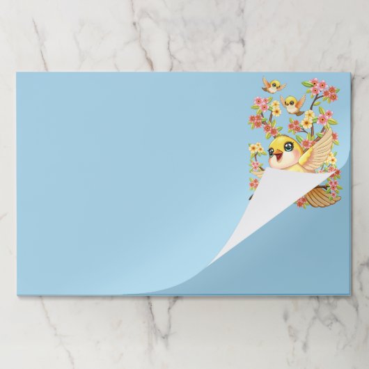 かわいい鳥と春の花 ペーパーパッド (折り畳み)