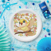 かわいい鳥と春の花 ペーパープレート (パーティー)