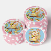 かわいい鳥と春の花 ポーカーチップ (積み重ね)