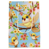 かわいい鳥と春の花 ミディアムペーパーバッグ (裏面)