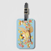かわいい鳥と春の花 ラゲッジタグ (正面縦)