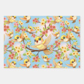 かわいい鳥と春の花 ラッピングペーパーシート (正面3)