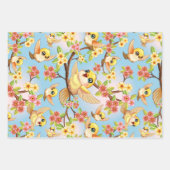 かわいい鳥と春の花 ラッピングペーパーシート (正面2)
