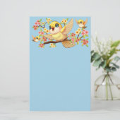 かわいい鳥と春の花 便箋 (スタンド正面)