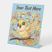 かわいい鳥と春の花 台座サイン (正面)