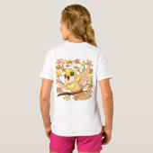 かわいい鳥と春の花 Tシャツ (裏面フル)