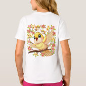 かわいい鳥と春の花 Tシャツ (裏面)