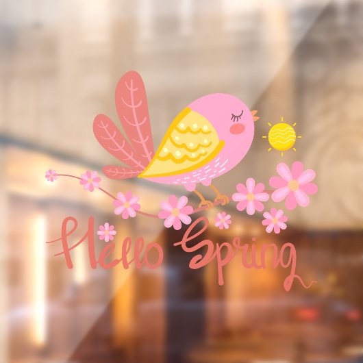 かわいい鳥と花こんにちは春 ウィンドウサイン (シート2)