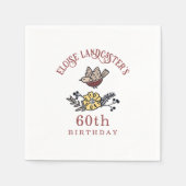 かわいい鳥と花のパーソナライズされた誕生日 スタンダードカクテルナプキン (正面)